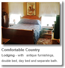 ﷯Comfortable Country Lodging - with antique furnishings, double bed, day bed and separate bath. 