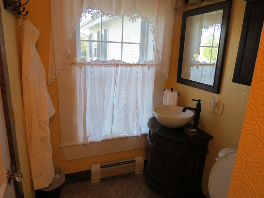 A private bath in vintage decor is included.